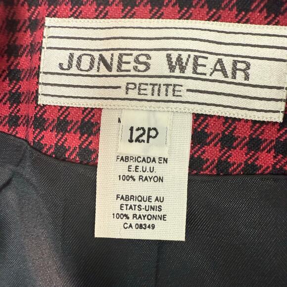 Jones Wear Petite Blazer 12P Pink Black Houndstooth Made USA Vintage - Picture 7 of 8